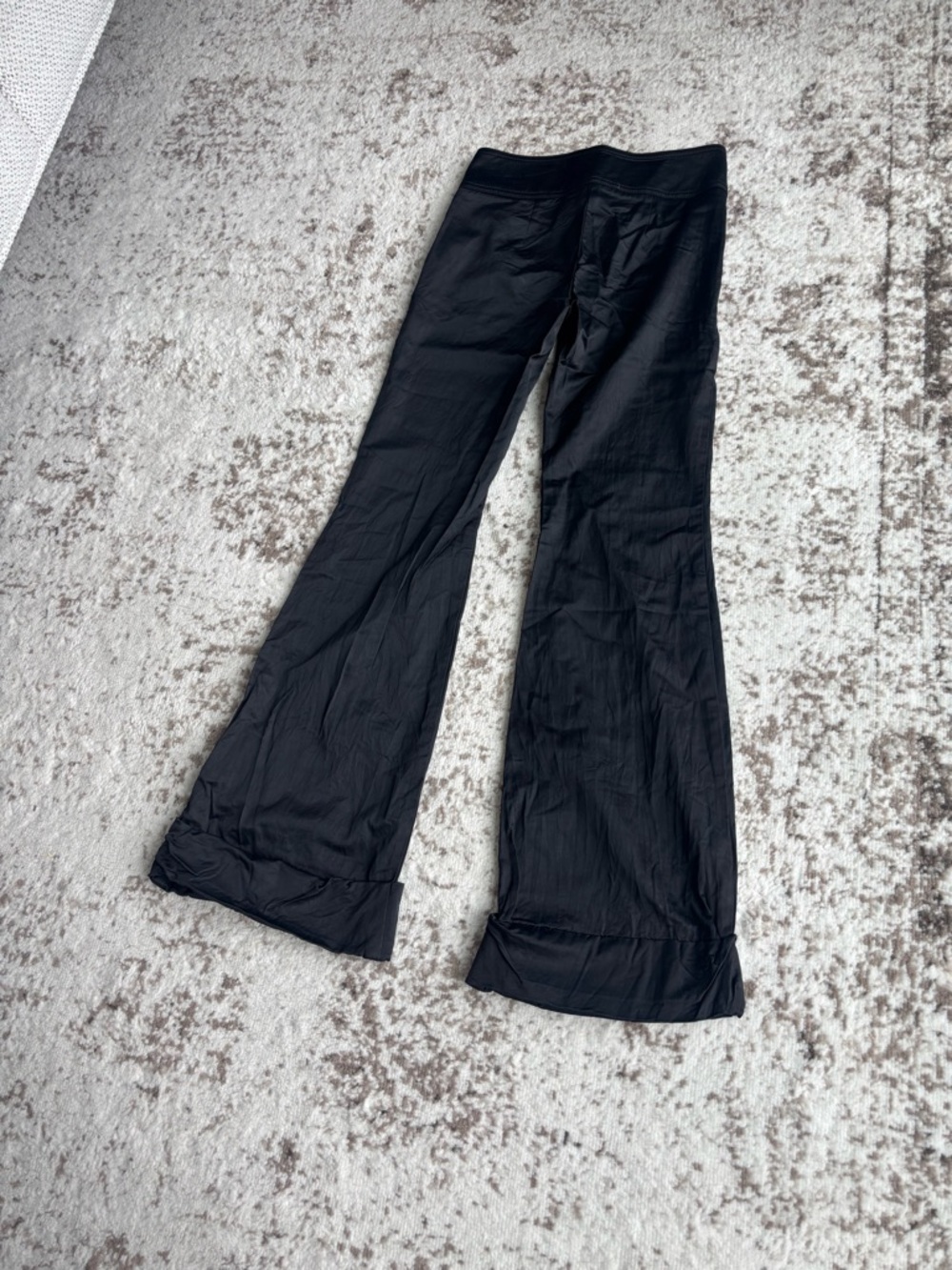 Vintage Y2K Bebe Low-rise Flare Satin Bell Bottom Black Trouser Pants - Picture 6 of 8